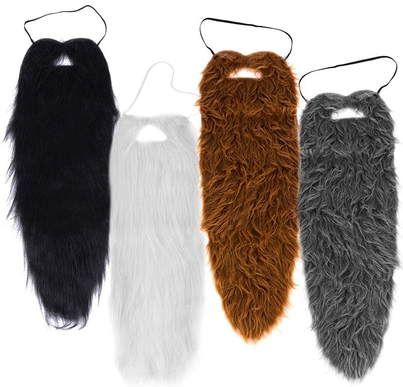 Tigerdoe Beards - 4 Pack - Long Beard Costume - 23" Beards - Fake Beard and Mustaches - Costume Accessories - Dress Up - Image 1